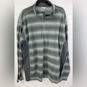 Columbia Men's quarter zip long sleeved gray striped fleece jacket. Size XXL